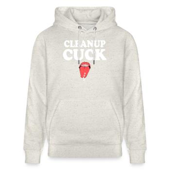 cleanup cuck - cuckold - Stanley/Stella Unisex Bio-Hoodie CRUISER  - Beige meliert - Vorne - Alina (178cm) & Michal (187cm)