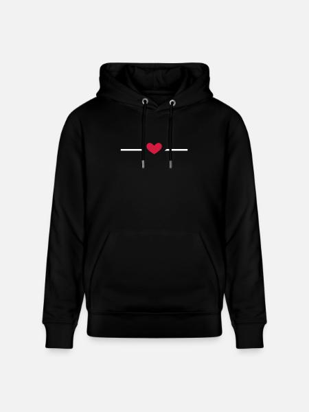 Line heart - Stanley/Stella CRUISER Unisex Organic Hoodie - black