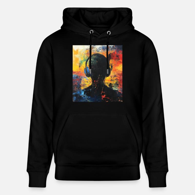 Abstrakte Silhouette mit Kopfhörern - Stanley/Stella Unisex Bio-Hoodie CRUISER  - Schwarz