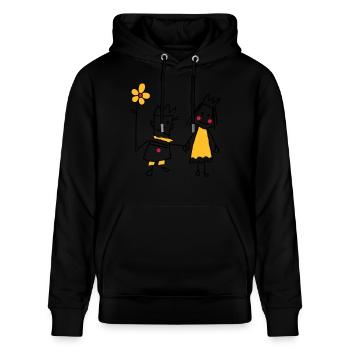 Figure de bâton amoureuse De la Reine Fleur Saint-Valentin - Sweat à capuche bio CRUISER Stanley/Stella Unisexe - noir - Devant - Alina (178cm) & Michal (187cm)