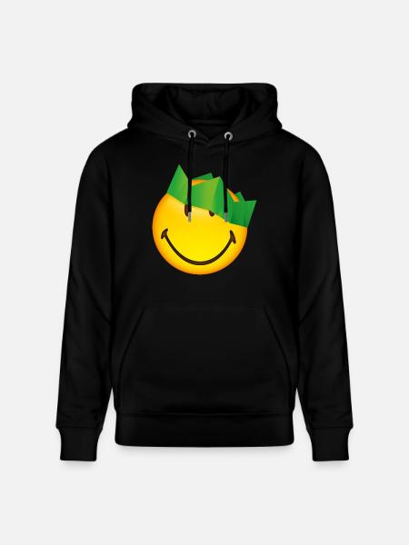 Smiley Green Crown - Stanley/Stella CRUISER Unisex Organic Hoodie - black
