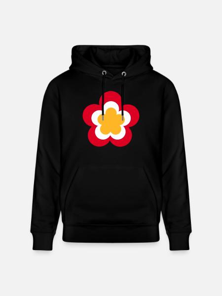 70s Flower Pattern Red - Stanley/Stella CRUISER Unisex Organic Hoodie - black