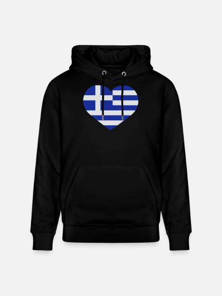 Griechenland Herzflagge - Stanley/Stella Unisex Bio-Hoodie CRUISER - Schwarz