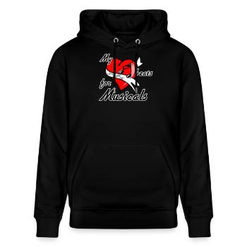 Heart for Musical Musik Theater Fan Liebe Geschenk - Stanley/Stella Unisex Bio-Hoodie CRUISER  - Schwarz - Vorne - Alina (178cm) & Michal (187cm)