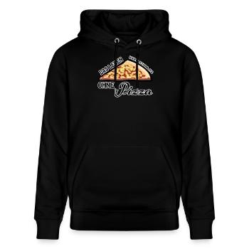 Pizza Leben Pizzeria Party Italien Geschenk Spruch - Stanley/Stella Unisex Bio-Hoodie CRUISER  - Schwarz - Vorne - Alina (178cm) & Michal (187cm)