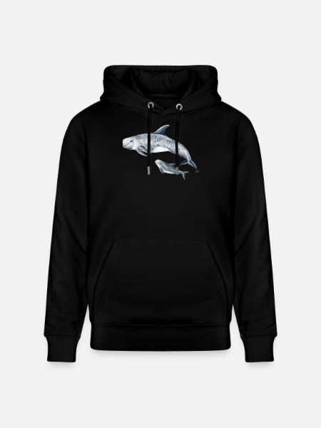 Calderón gray - Grampus dolphin - Dauphin de Risso - Stanley/Stella CRUISER Unisex Organic Hoodie - black