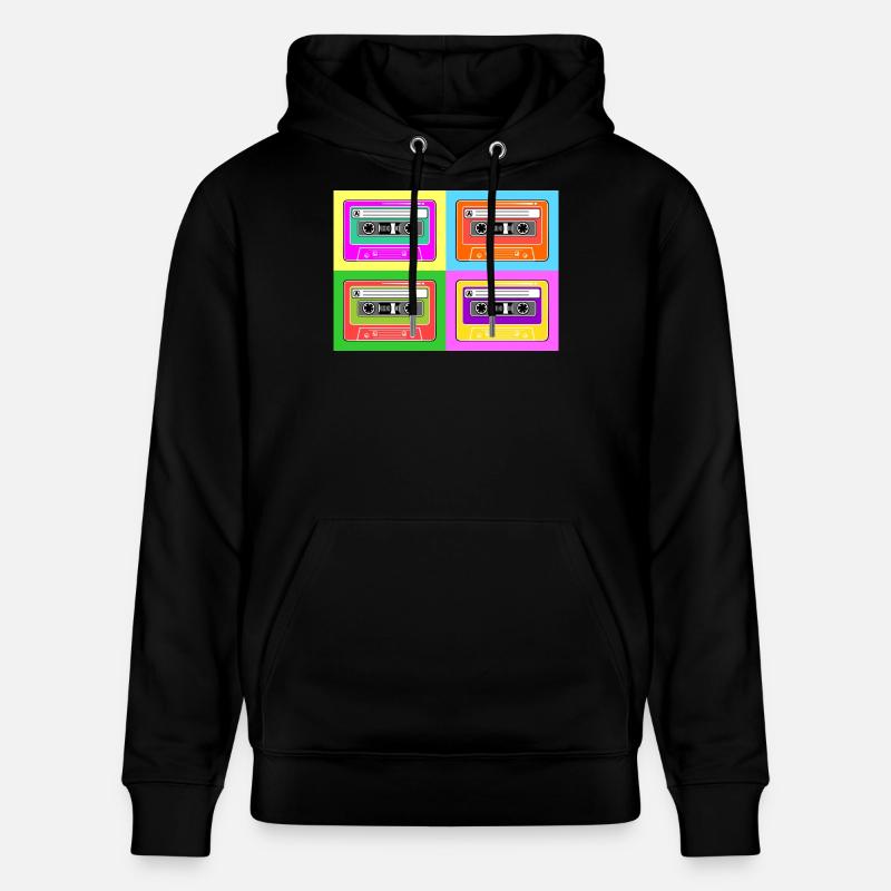 Cassette cassette pop art - Sweat à capuche bio CRUISER Stanley/Stella Unisexe - noir