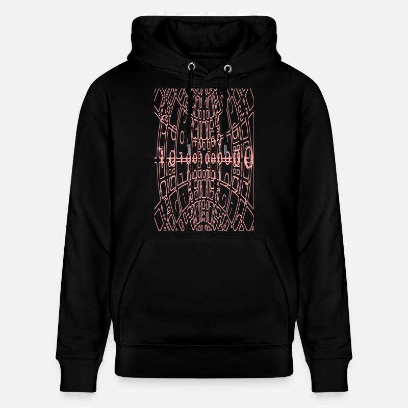 Binary Code Abstract (pink) - Stanley/Stella CRUISER Unisex Organic Hoodie - black