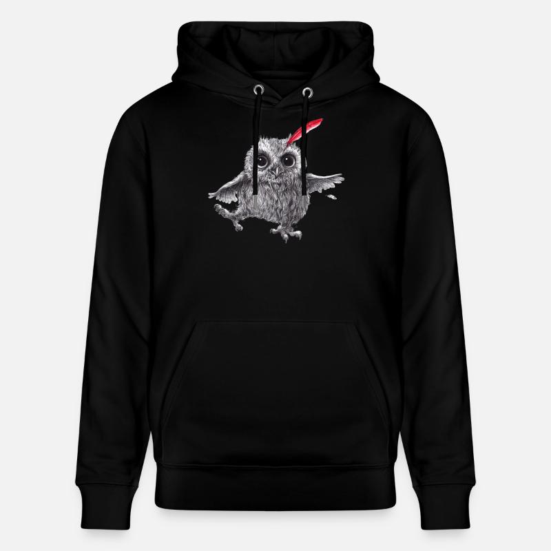 Chief Red - Glückliche Eule - Stanley/Stella Unisex Bio-Hoodie CRUISER  - Schwarz