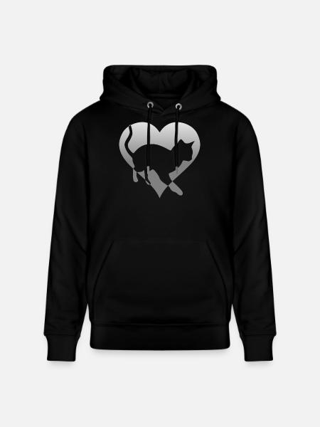 Cat kitten in a heart - Stanley/Stella CRUISER Unisex Organic Hoodie - black