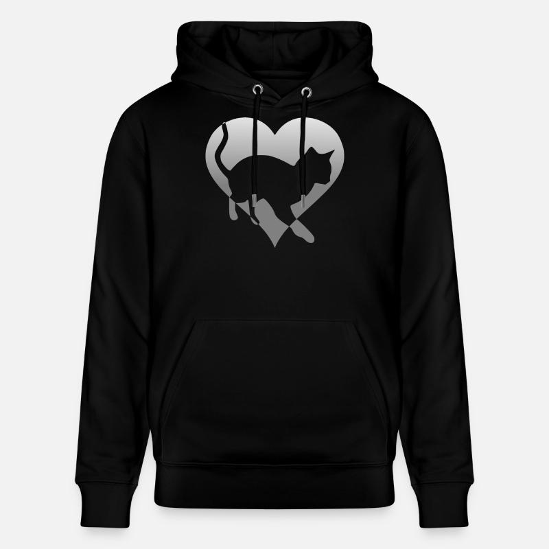 Chat chat dans un cœur - Sweat à capuche bio CRUISER Stanley/Stella Unisexe - noir