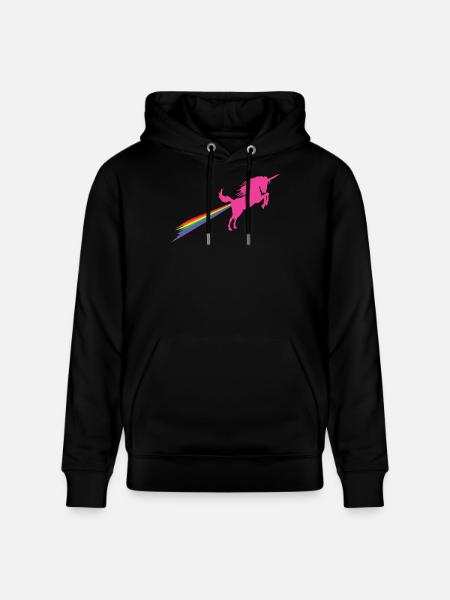 Unichorn Rainbow Fart - Stanley/Stella CRUISER Unisex Organic Hoodie - black