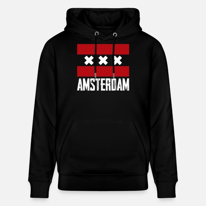 Emblème à rayures X d’Amsterdam - Sweat à capuche bio CRUISER Stanley/Stella Unisexe - noir