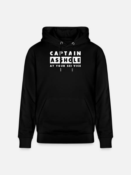 Captain Asshole At Your Service - Stanley/Stella CRUISER Unisex Organic Hoodie - black