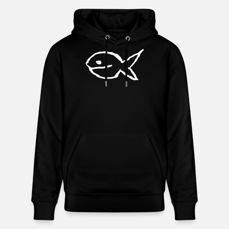 Fisch - Minimal Vektorgrafik - Stanley/Stella Unisex Bio-Hoodie CRUISER  - Schwarz