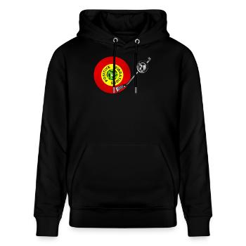 Positive Vibrations Rot Gold Grün Schallplatte - Stanley/Stella Unisex Bio-Hoodie CRUISER  - Schwarz - Vorne - Alina (178cm) & Michal (187cm)