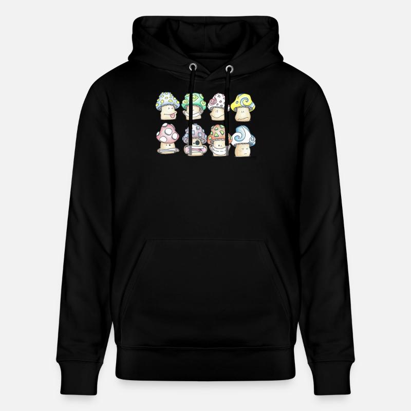 Champignons Pastel Espiègles - Sweat à capuche bio CRUISER Stanley/Stella Unisexe - noir