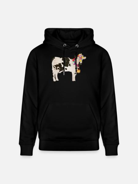 vache décorée avec cloche et décorations florales - Sweat à capuche bio CRUISER Stanley/Stella Unisexe - noir