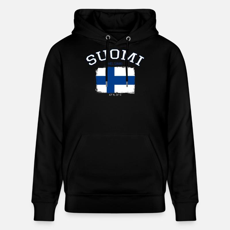 Finland flag with Helsinki reference - Stanley/Stella CRUISER Unisex Organic Hoodie - black