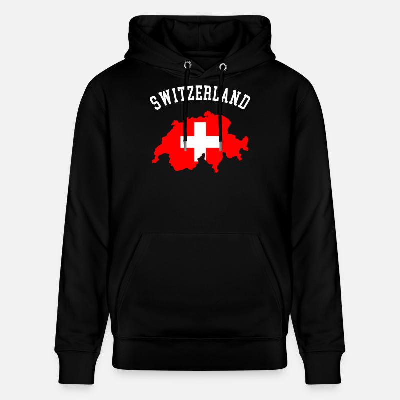 Schweizer Flaggenkarte - Stanley/Stella Unisex Bio-Hoodie CRUISER - Schwarz