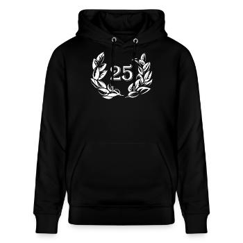 25 years jahre jubiläum anniversary lorbeer Symbol - Stanley/Stella Unisex Bio-Hoodie CRUISER  - Schwarz - Vorne - Alina (178cm) & Michal (187cm)