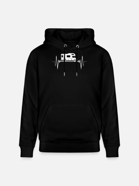 Camping Camper camper heartbeat - Stanley/Stella CRUISER Unisex Organic Hoodie - black