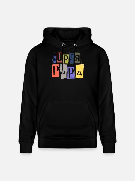 SUPER PAPA anonymous raven spy lettering - Stanley/Stella CRUISER Unisex Organic Hoodie - black
