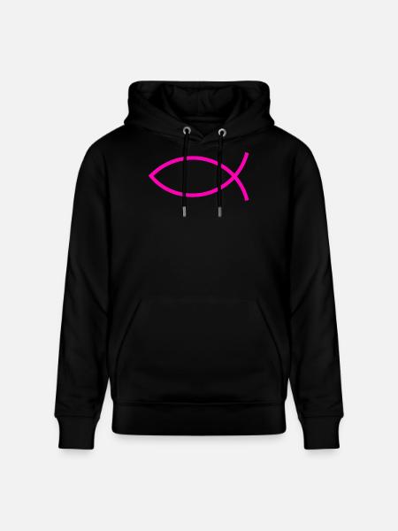 Jesús pez pez icthys rosado pez pez - Sudadera con capucha ecológica unisex CRUISER de Stanley/Stella - negro