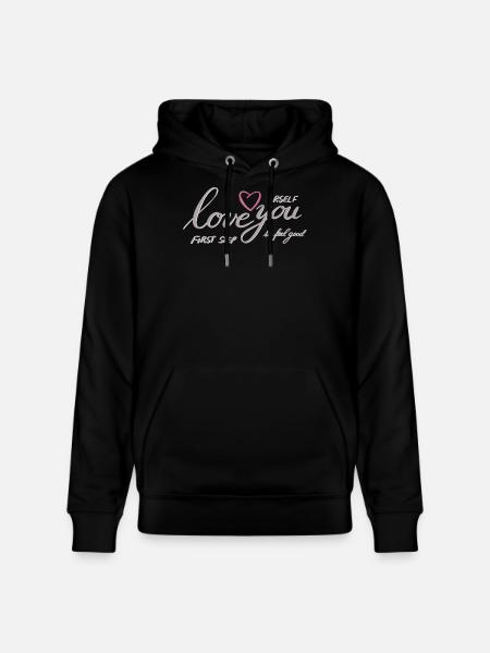 Love Yourself Heart Motif - Stanley/Stella CRUISER Unisex Organic Hoodie - black