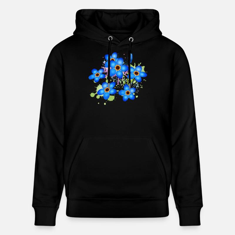 graffiti bleu vif oublie-moi-pas - Sweat à capuche bio CRUISER Stanley/Stella Unisexe - noir