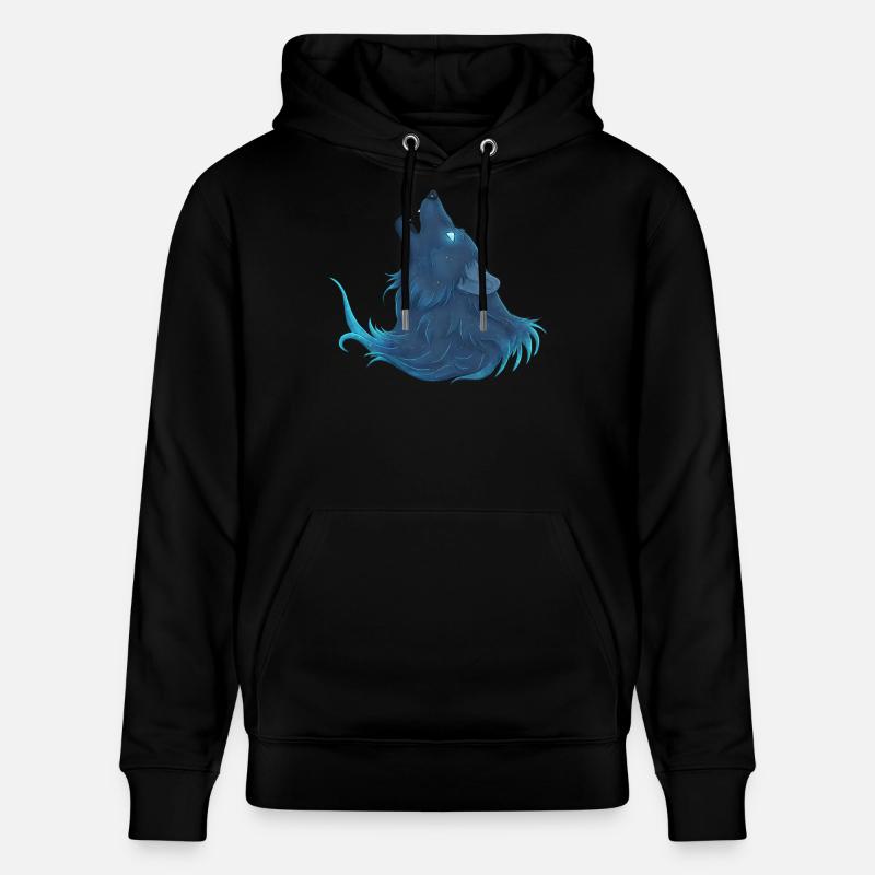 Heulender blauer Wolf - Guide Loup Bleu - Stanley/Stella Unisex Bio-Hoodie CRUISER  - Schwarz