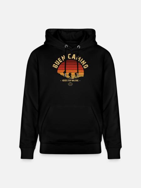 Buen Camino de Santiago Vintage Badge - Stanley/Stella CRUISER Unisex Organic Hoodie - black