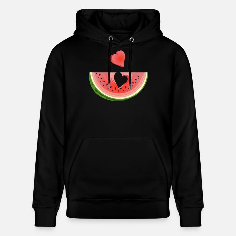Stück einer Wassermelone mit Herz - Stanley/Stella Unisex Bio-Hoodie CRUISER  - Schwarz