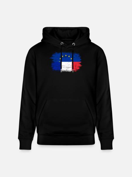 Brushstroke EU France Flag Mashup - Stanley/Stella CRUISER Unisex Organic Hoodie - black
