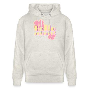 Hallo Sommer-Retro-Pastellblumen - Stanley/Stella Unisex Bio-Hoodie CRUISER  - Beige meliert - Vorne - Alina (178cm) & Michal (187cm)
