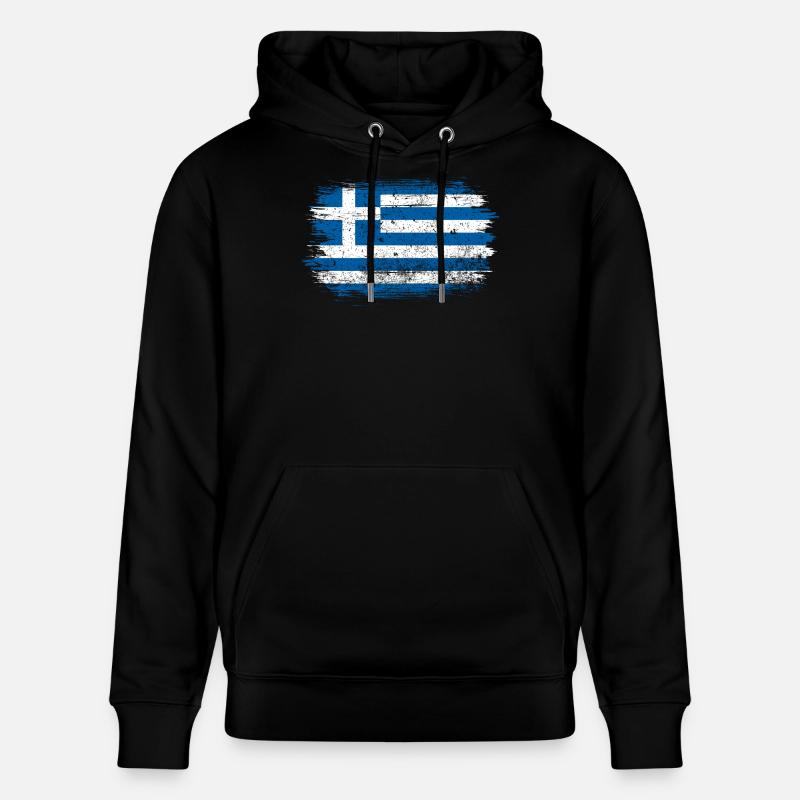 Drapeau grec brossé - Sweat à capuche bio CRUISER Stanley/Stella Unisexe - noir