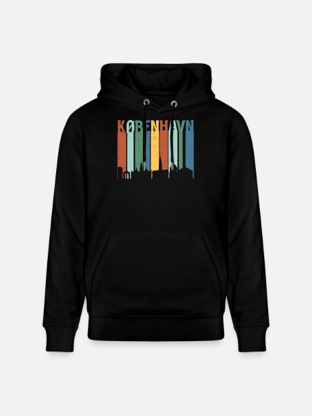 København Neon Skyline Pattern - Stanley/Stella CRUISER Unisex Organic Hoodie - black