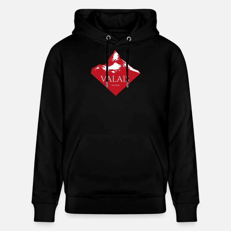 Valais Bergspitze Rot Logo - Stanley/Stella Unisex Bio-Hoodie CRUISER - Schwarz