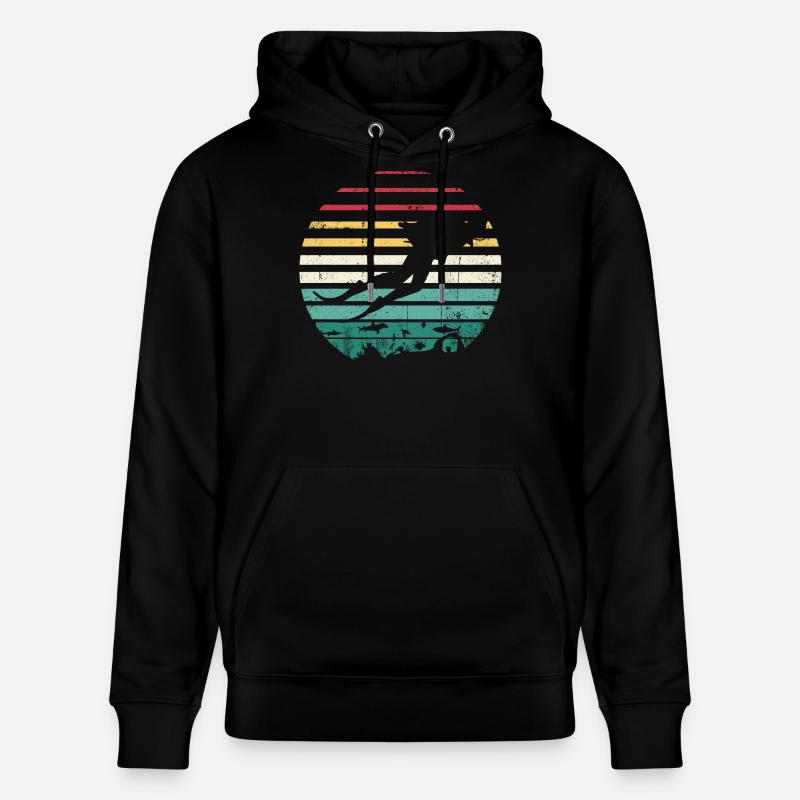 T-shirt Silhouette Retro Sunset Surf - Sweat à capuche bio CRUISER Stanley/Stella Unisexe - noir