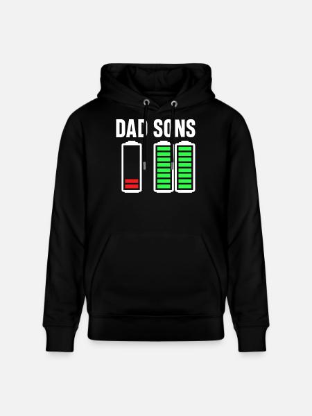 Dad Sons Battery Bar Graphic - Stanley/Stella CRUISER Unisex Organic Hoodie - black