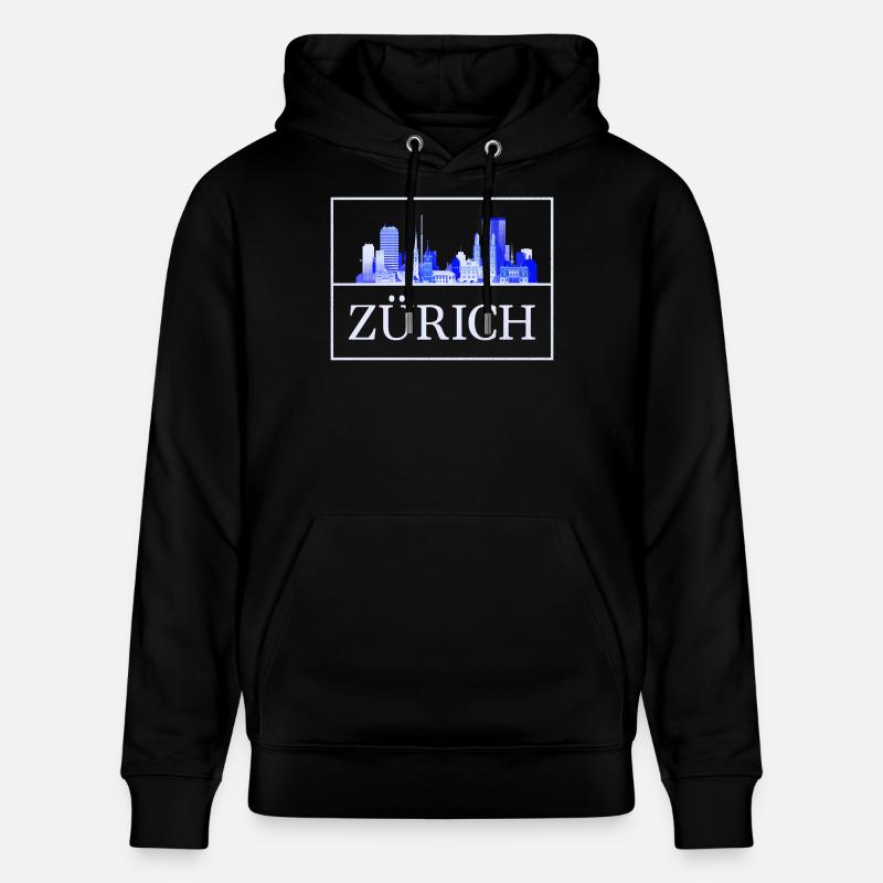 Silhouette bleue de Zurich Skyline - Sweat à capuche bio CRUISER Stanley/Stella Unisexe - noir