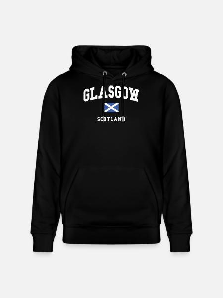 Glasgow Scotland Flag Graphic - Stanley/Stella CRUISER Unisex Organic Hoodie - black