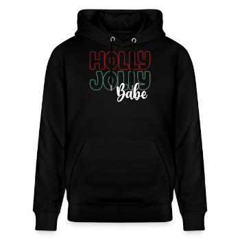 Holly Jolly Babe - Stanley/Stella Unisex Bio-Hoodie CRUISER  - Schwarz - Vorne - Alina (178cm) & Michal (187cm)