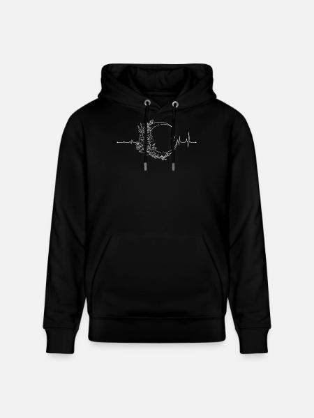 Floral Heartbeat Circle - Stanley/Stella CRUISER Unisex Organic Hoodie - black