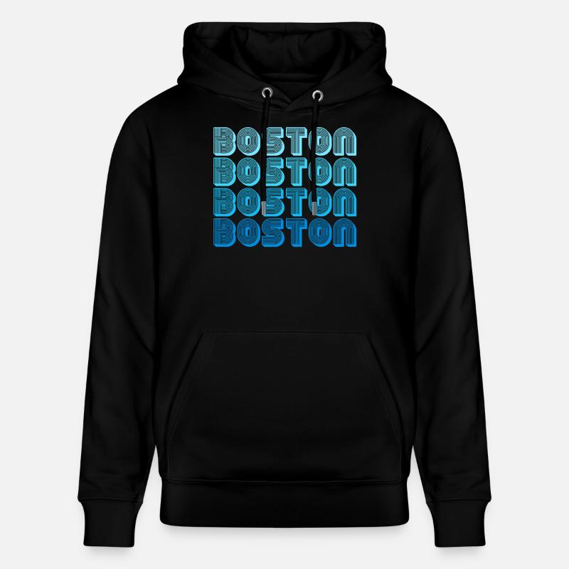 Boston Repeat Pattern Blue Gradient - Stanley/Stella CRUISER Unisex Organic Hoodie - black