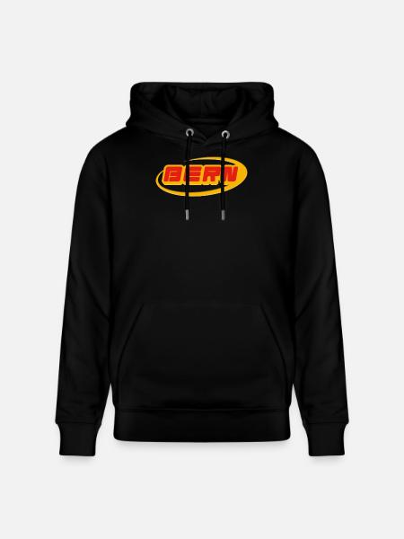 Bern lettering with yellow curve - Stanley/Stella CRUISER Unisex Organic Hoodie - black