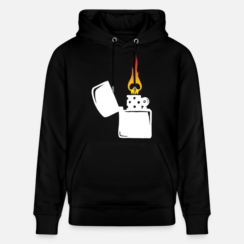 crâne enflammé et briquet blanc - Sweat à capuche bio CRUISER Stanley/Stella Unisexe - noir