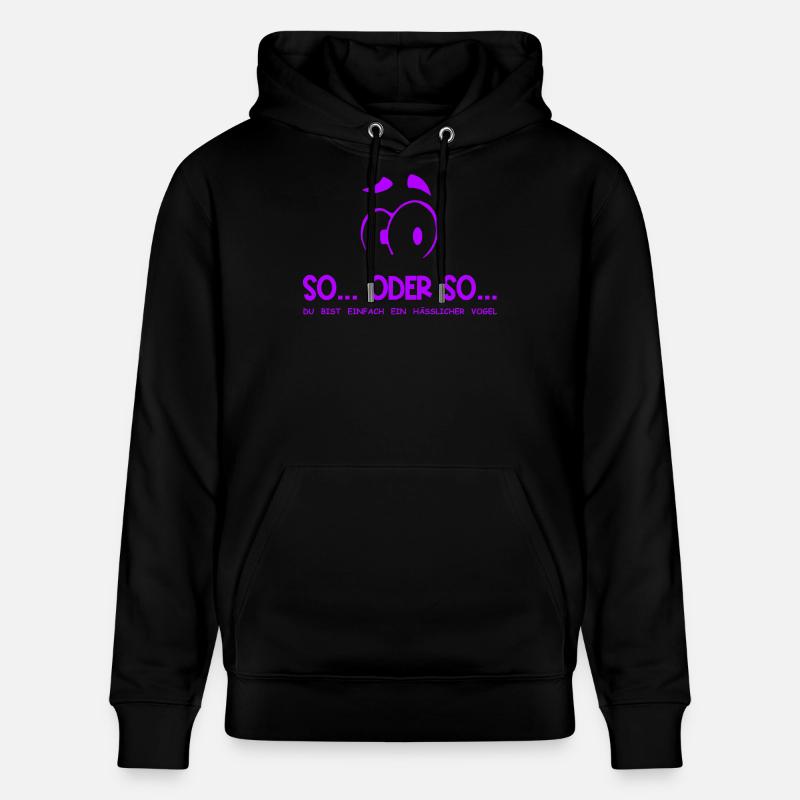 So...Oder So: Hässlicher Vogel - Lila - Stanley/Stella Unisex Bio-Hoodie CRUISER  - Schwarz