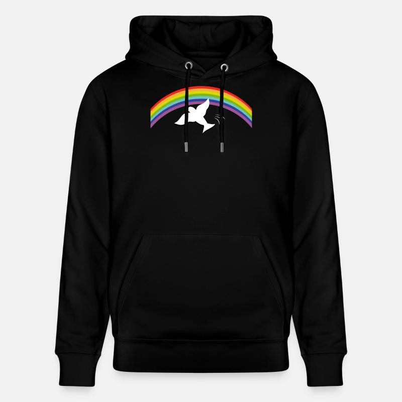 RAINBOW Regenbogen with peace dove - Stanley/Stella Unisex Bio-Hoodie CRUISER  - Schwarz