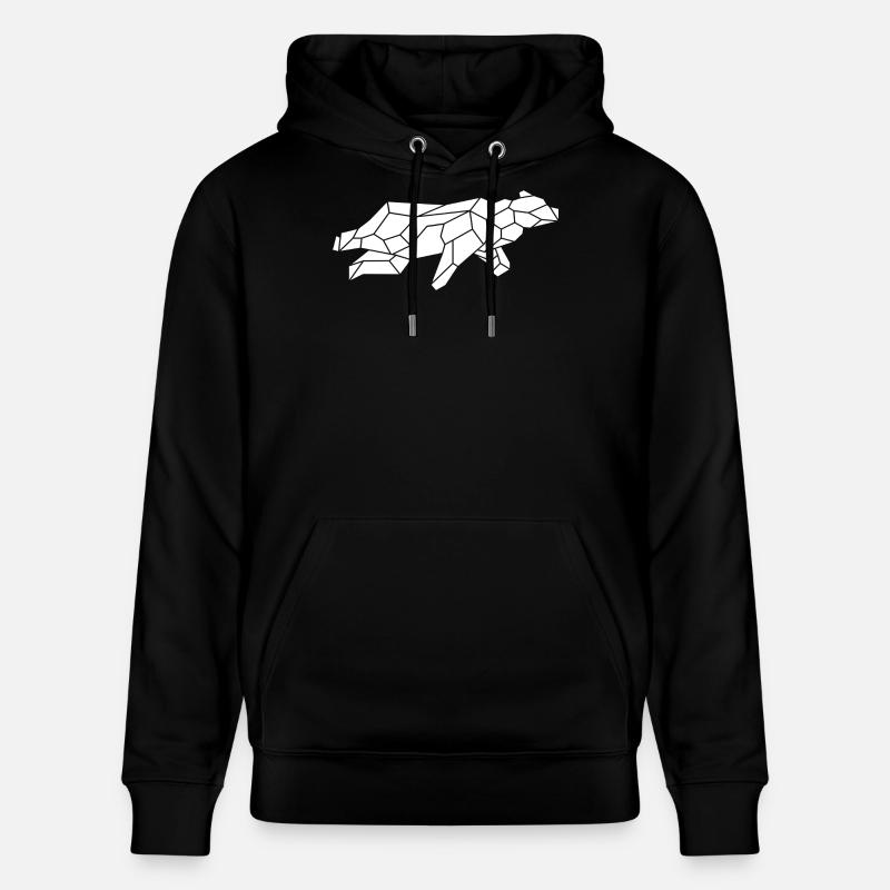 Ours blanc géométrique - Sweat à capuche bio CRUISER Stanley/Stella Unisexe - noir